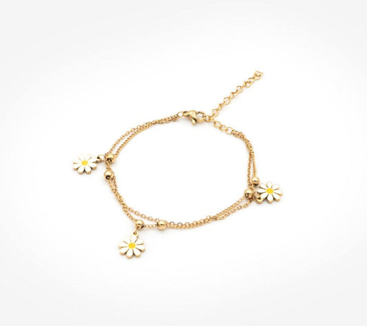 18K VERGOLDETES ARMBAND „WHITE DAISIES“  BIGBG039